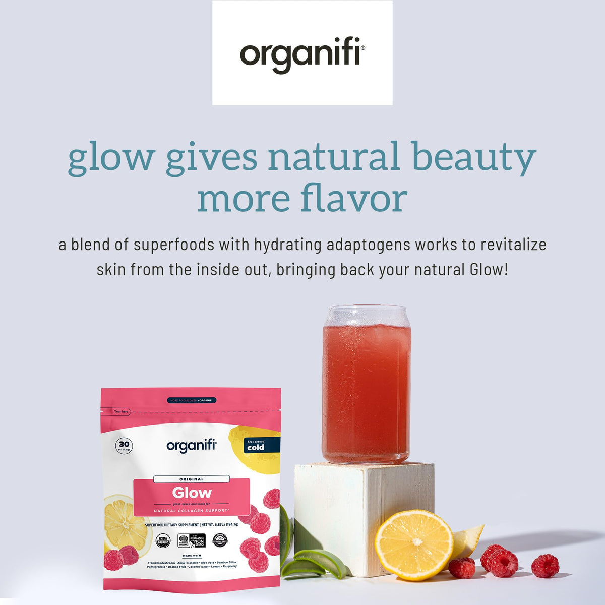 Organifi Glow Hydrating Drink Mix for Radiant Skin - 30 Servings - image 3