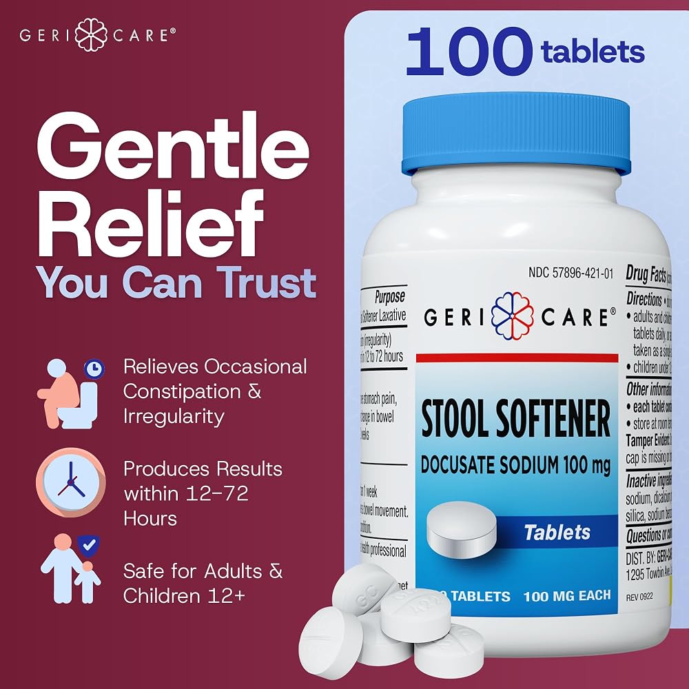 GeriCare Docusate Sodium 100mg Stool Softener - 100 Tablets - image 2
