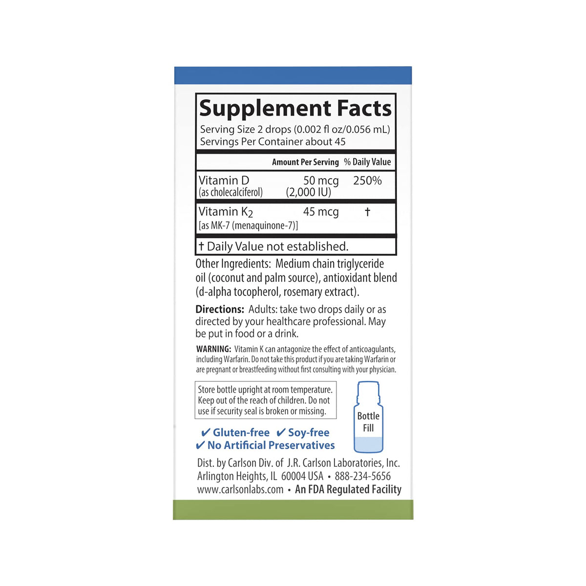 Carlson Super Daily D3 + K2 Vitamin Liquid - 0.09 Fl Oz - image 3