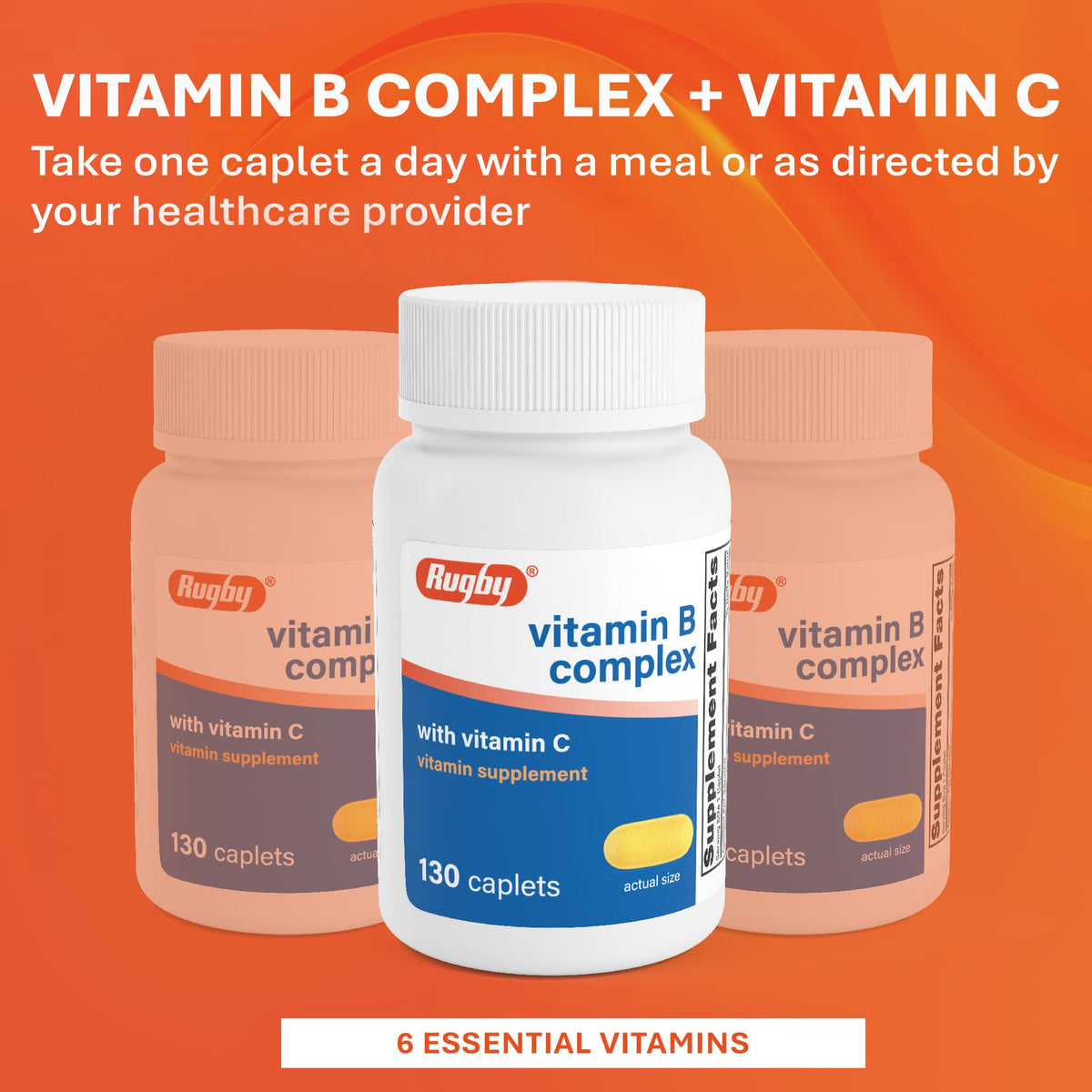Rugby Vitamin B Complex with Vitamin C - 130 Caplets - image 3