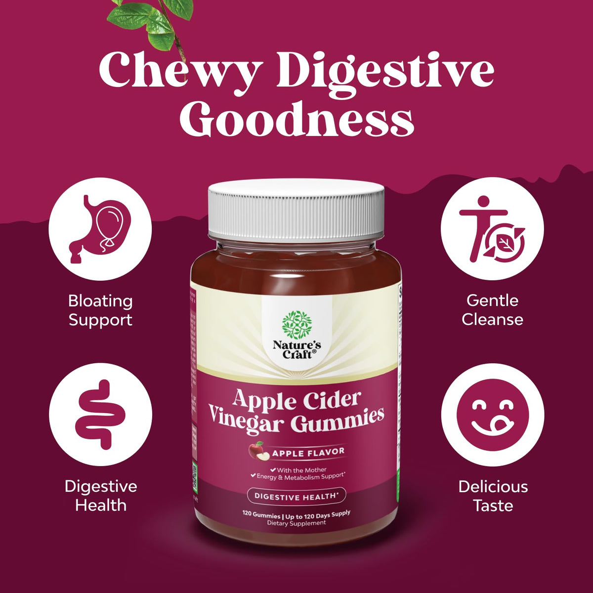 Natures Craft Apple Cider Vinegar Gummies - 120 Count - image 3