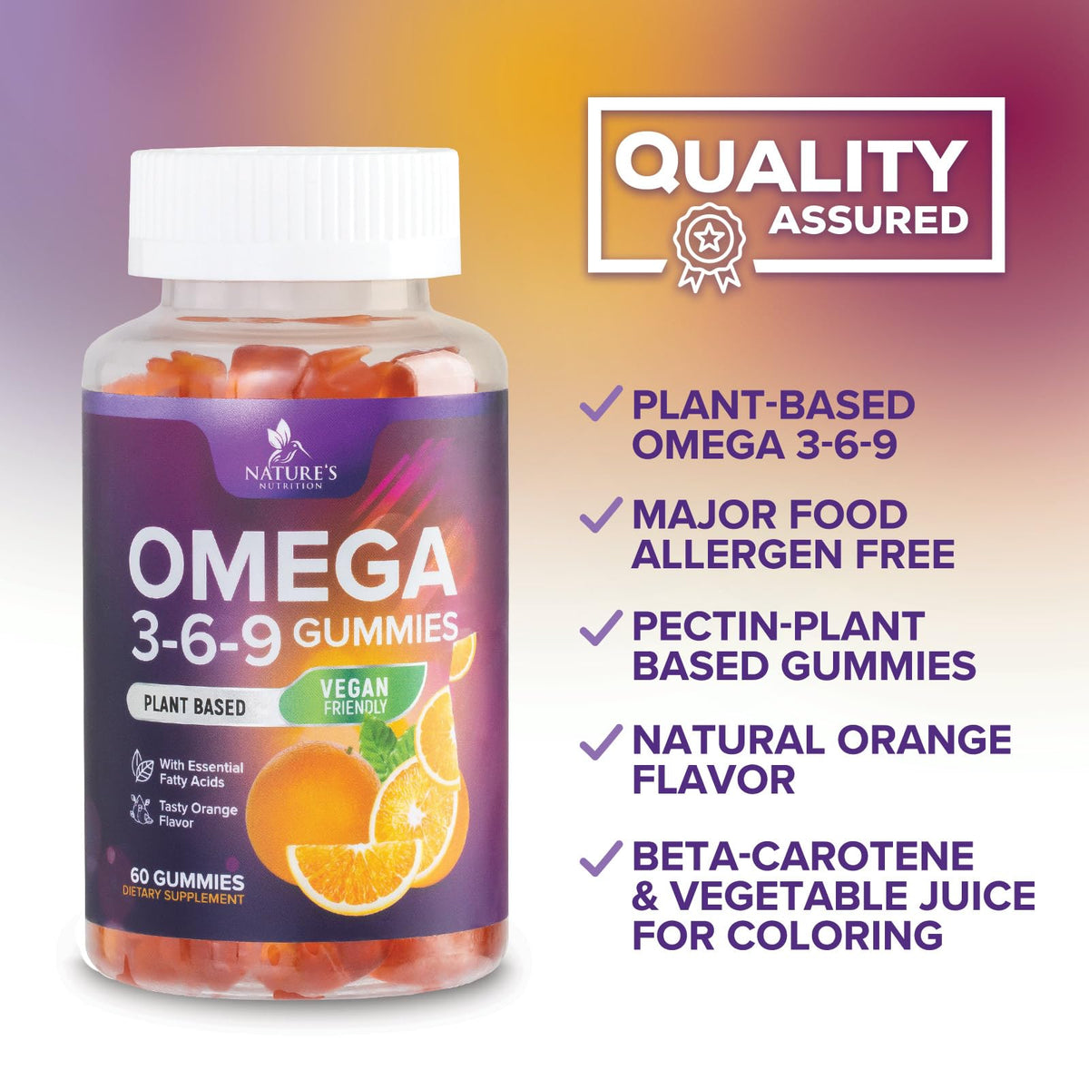 Nature's Nutrition Omega 369 Gummies - Vegan Triple Omega 3