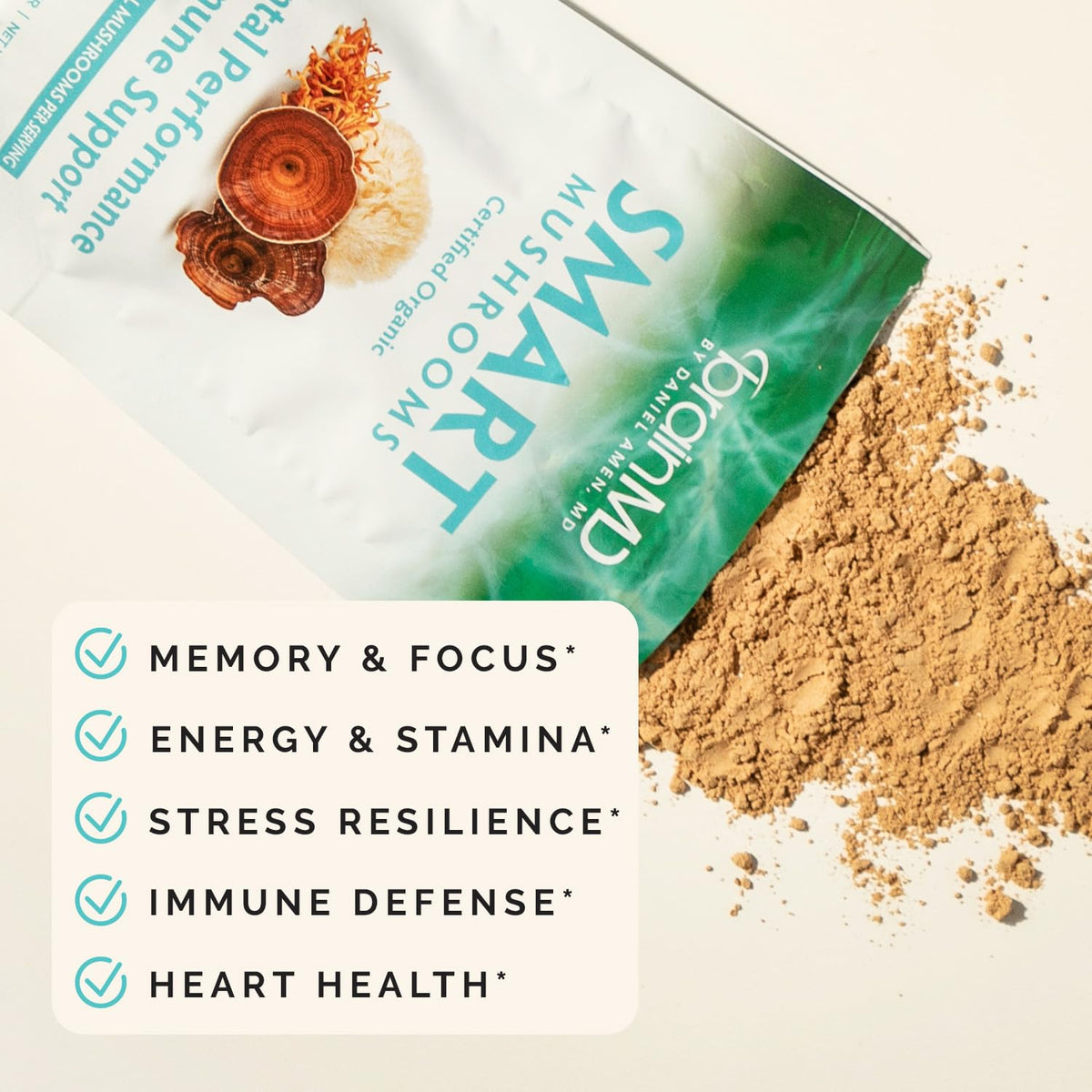 BrainMD Smart Mushrooms Certified Organic Powder - 30 Servings - image 2