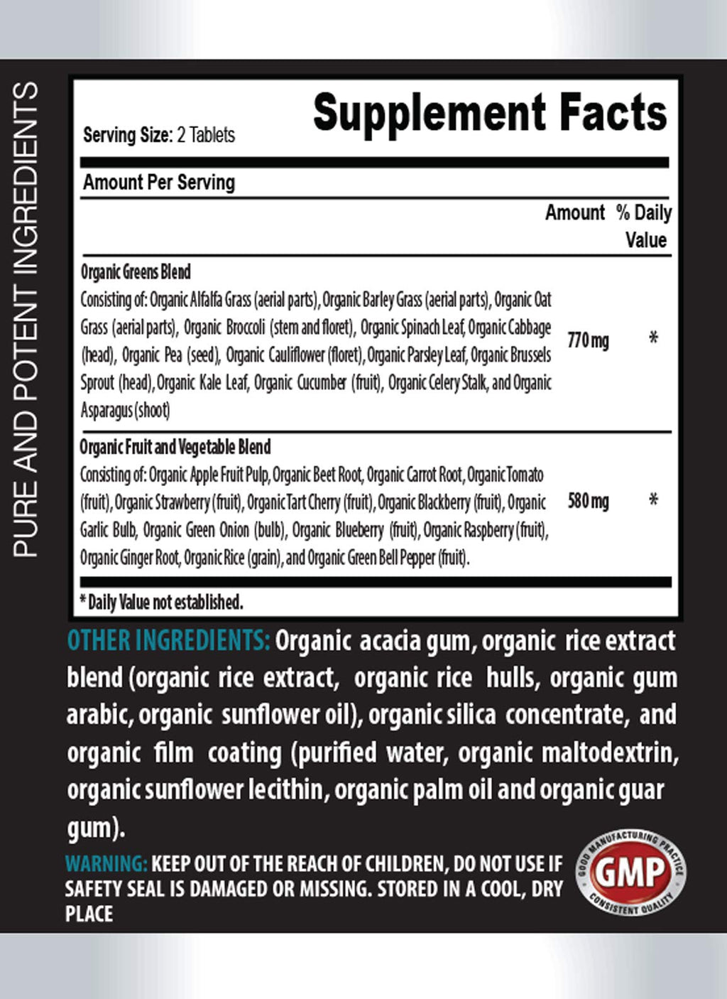 PRIVATE LABEL LLC Brain Health Vitamins Organic Greens - 120 Tablets - image 2