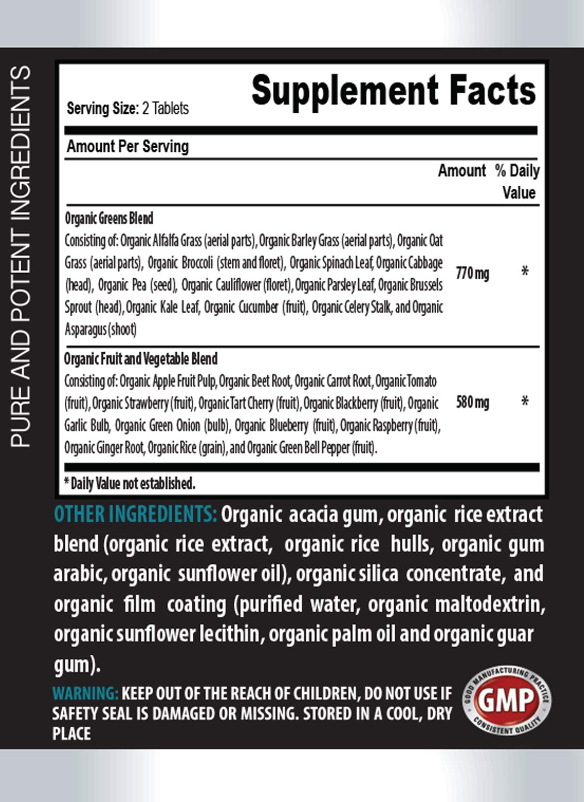 PRIVATE LABEL LLC Brain Health Vitamins Organic Greens - 120 Tablets - image 2