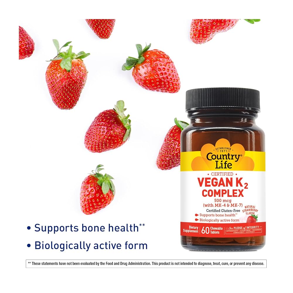 Country Life Vegan K2 Complex 500 mcg Bone Health - 60 Tablets - image 3