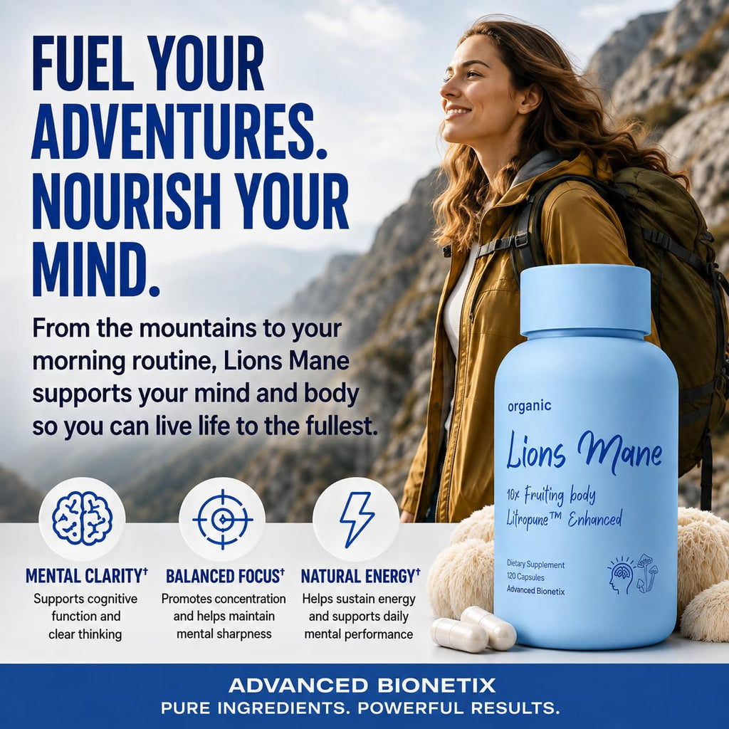 Advanced Bionetix Organic Lion's Mane Supplement - 120 Capsules - image 6
