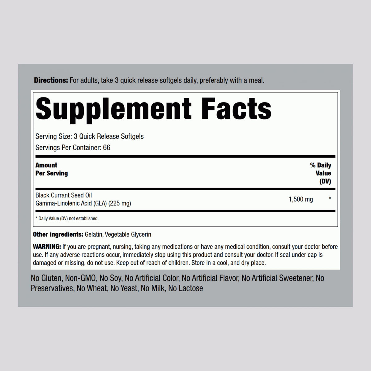 Piping Rock Black Currant Seed Oil 1500mg - 200 Softgels - image 2