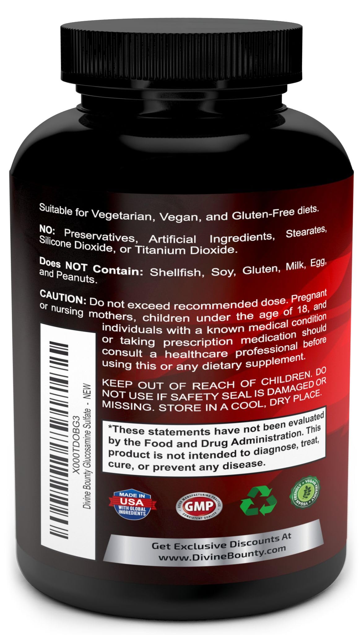 Divine Bounty Glucosamine Sulfate 2000mg with MSM - 240 Capsules - image 3