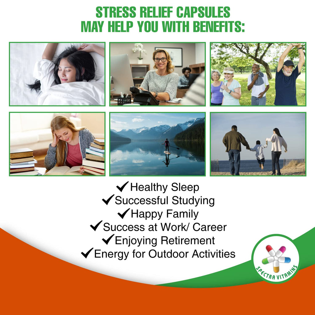 Spectra Vitamins Stress Relief for Adults with Ashwagandha - 60 Capsules - image 6