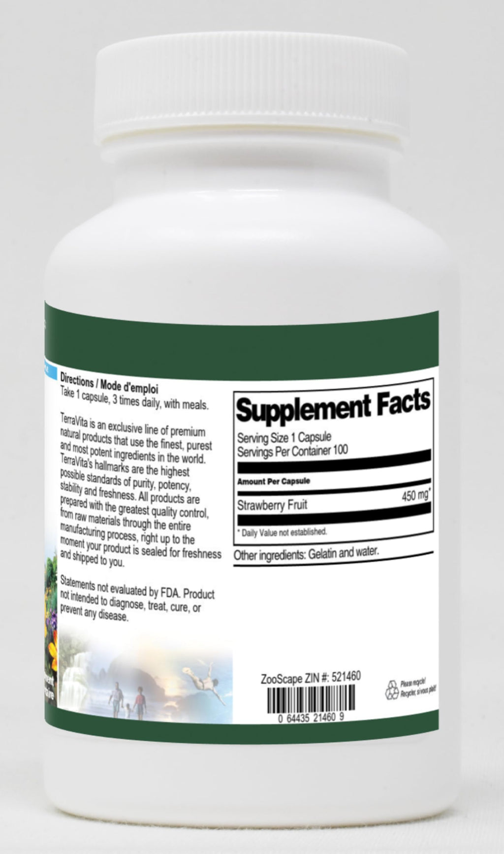 Terravita Strawberry Fruit - 450 mg (100 Capsules, ZIN: 521460)