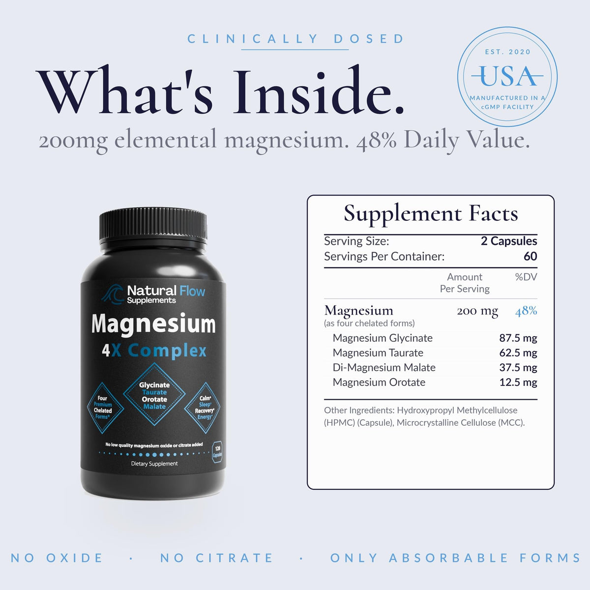 Natural Flow Magnesium 4X Complex 200 mg - 120 Capsules - image 2