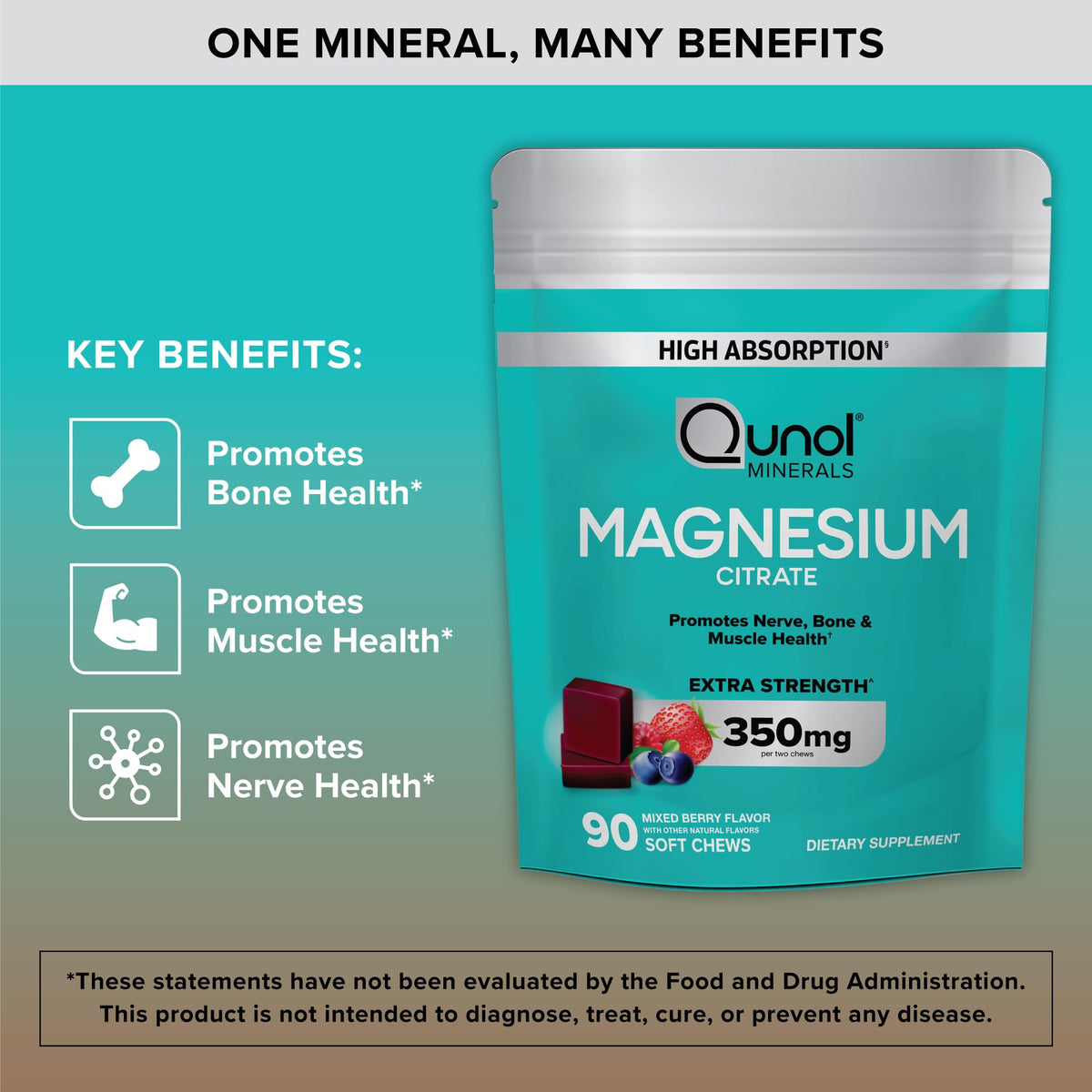 Qunol Magnesium Citrate 350mg Soft Chews - 90 Count - image 2