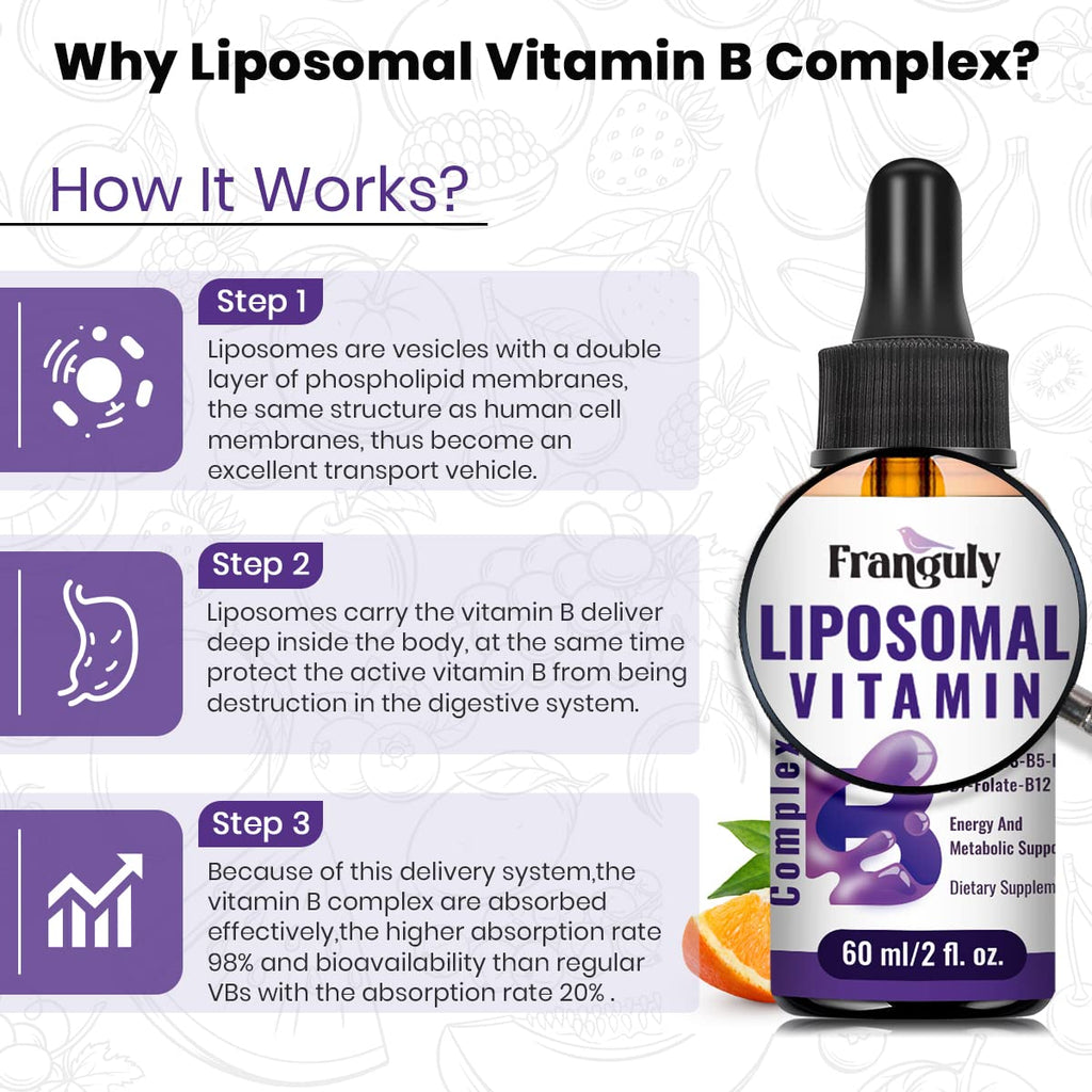 Franguly Liposomal Vitamin B Complex Liquid Sublingual B Complex