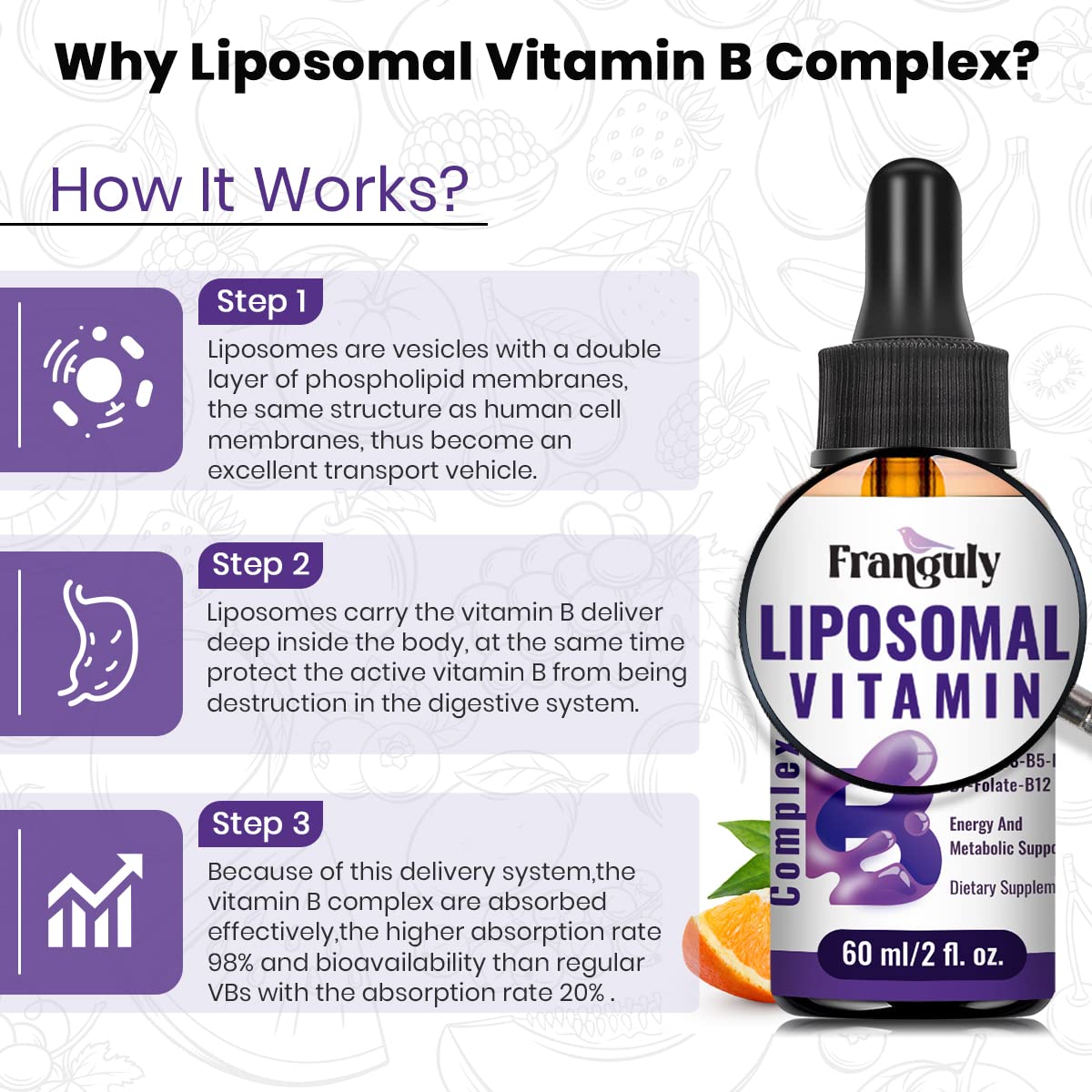 Franguly Liposomal Vitamin B Complex Liquid Sublingual B Complex
