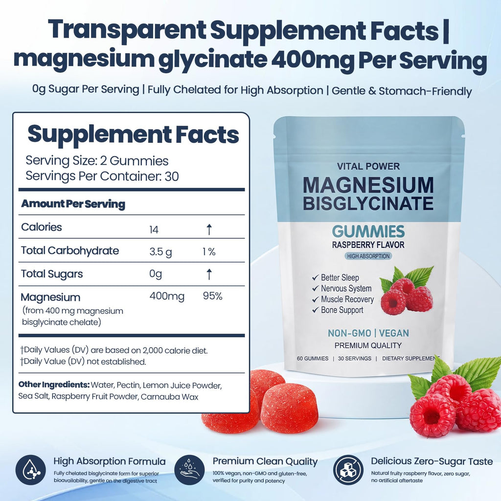 VITAL POWER Magnesium Bisglycinate Gummies 400mg - 60 Gummies - image 7