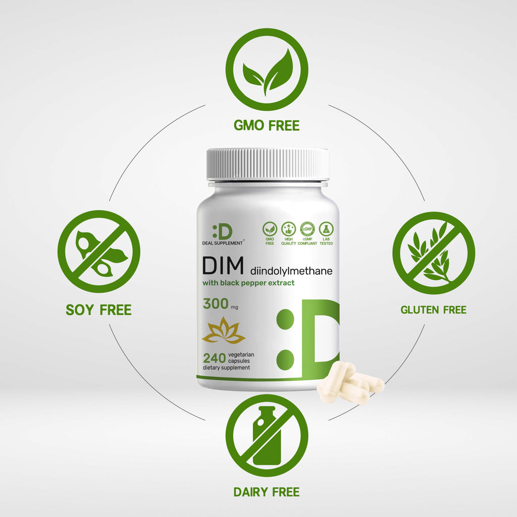 DEAL SUPPLEMENT DIM 300mg with Black Pepper - 240 Vegetarian Capsules - image 5