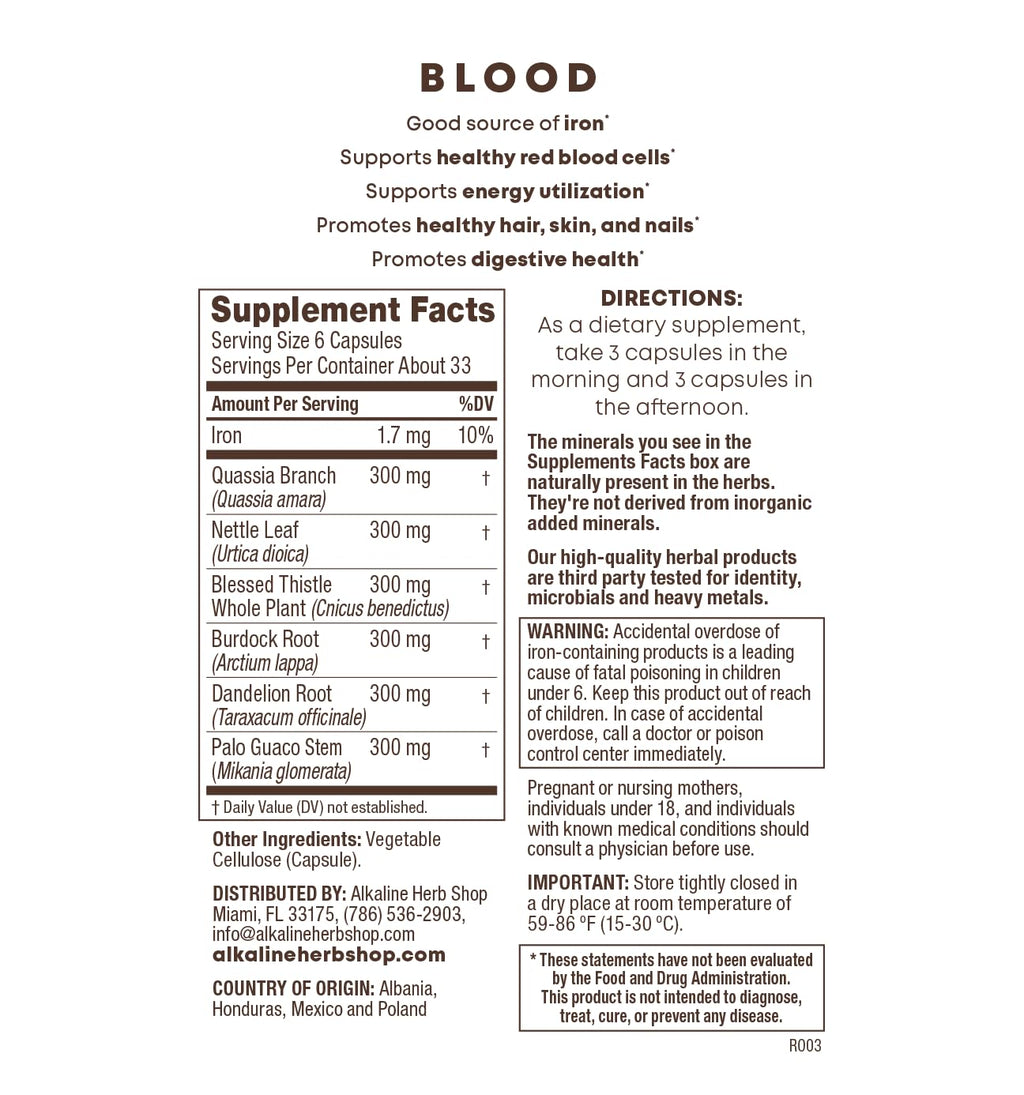 Alkaline Herb Blood Supplement with Iron - 200 Capsules - image 5