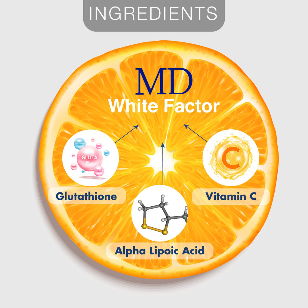 MD White Factor Glutathione Supplement 1600mg - 60 Capsules - image 3