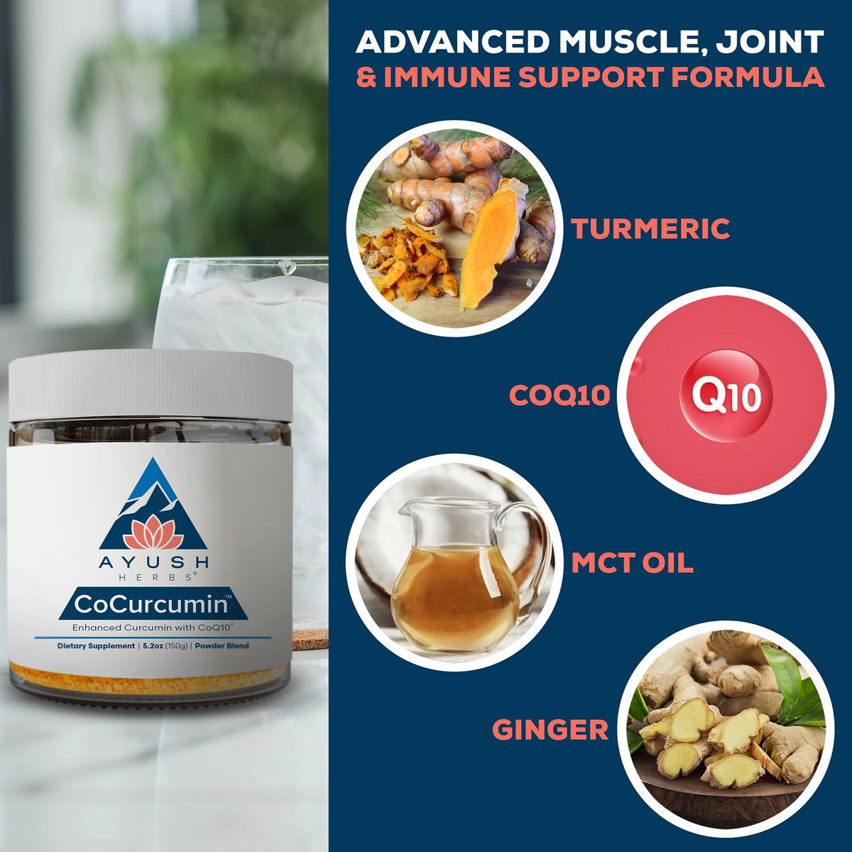 Ayush Herbs CoCurcumin Turmeric Powder with CoQ10 - 30 Servings - image 4