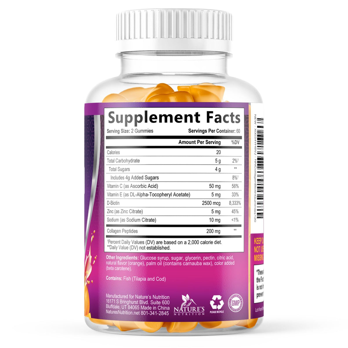 Nature's Nutrition Collagen Gummies - 2500mcg Biotin - Complete