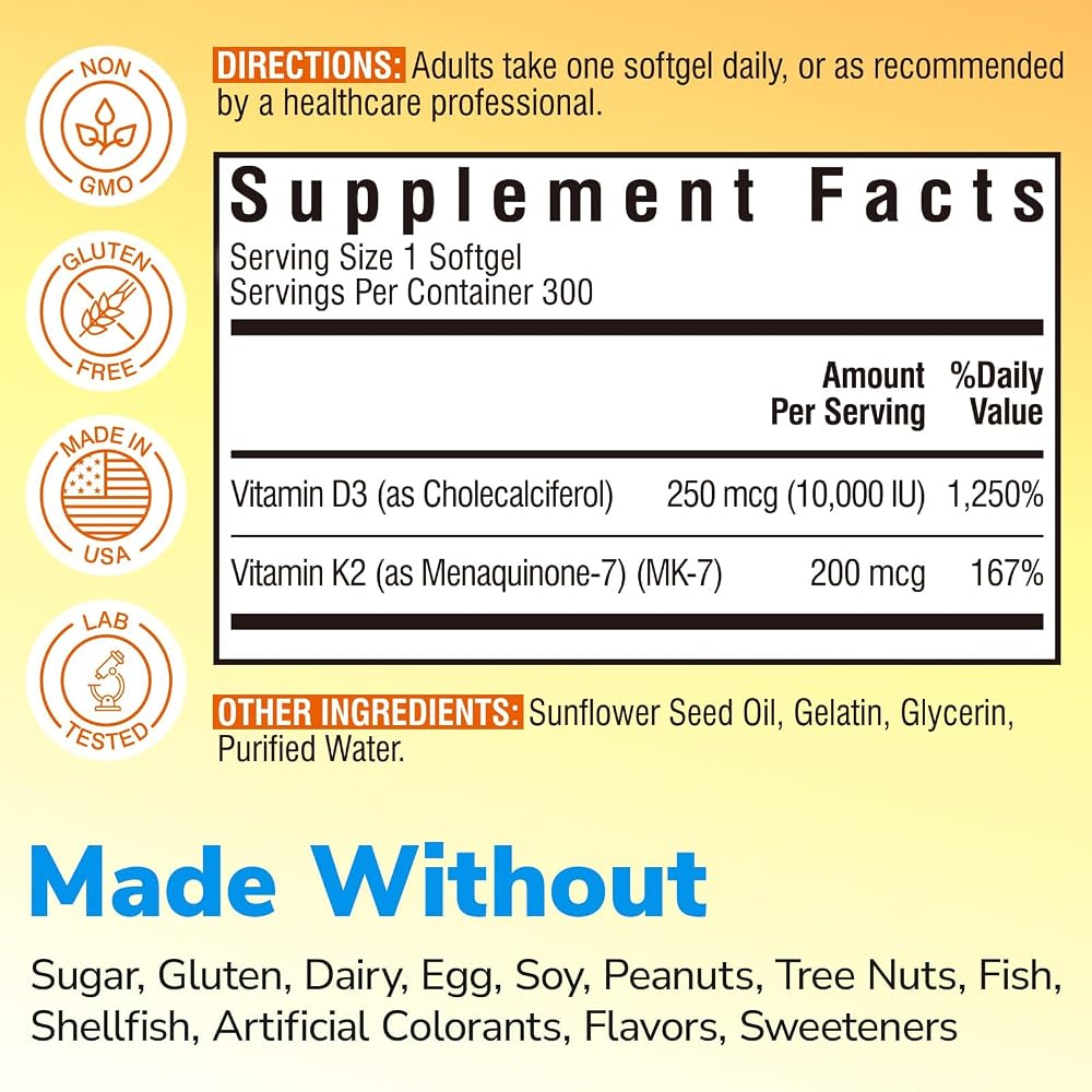 Vitalibre Vitamin D3 K2 Supplement