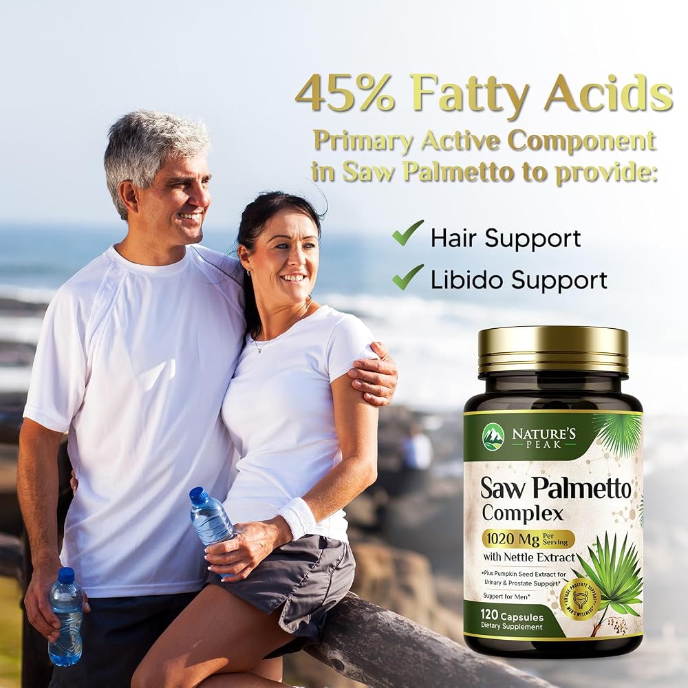 Nature's Peak Saw Palmetto Prostate Health Supplements for Men 1000mg