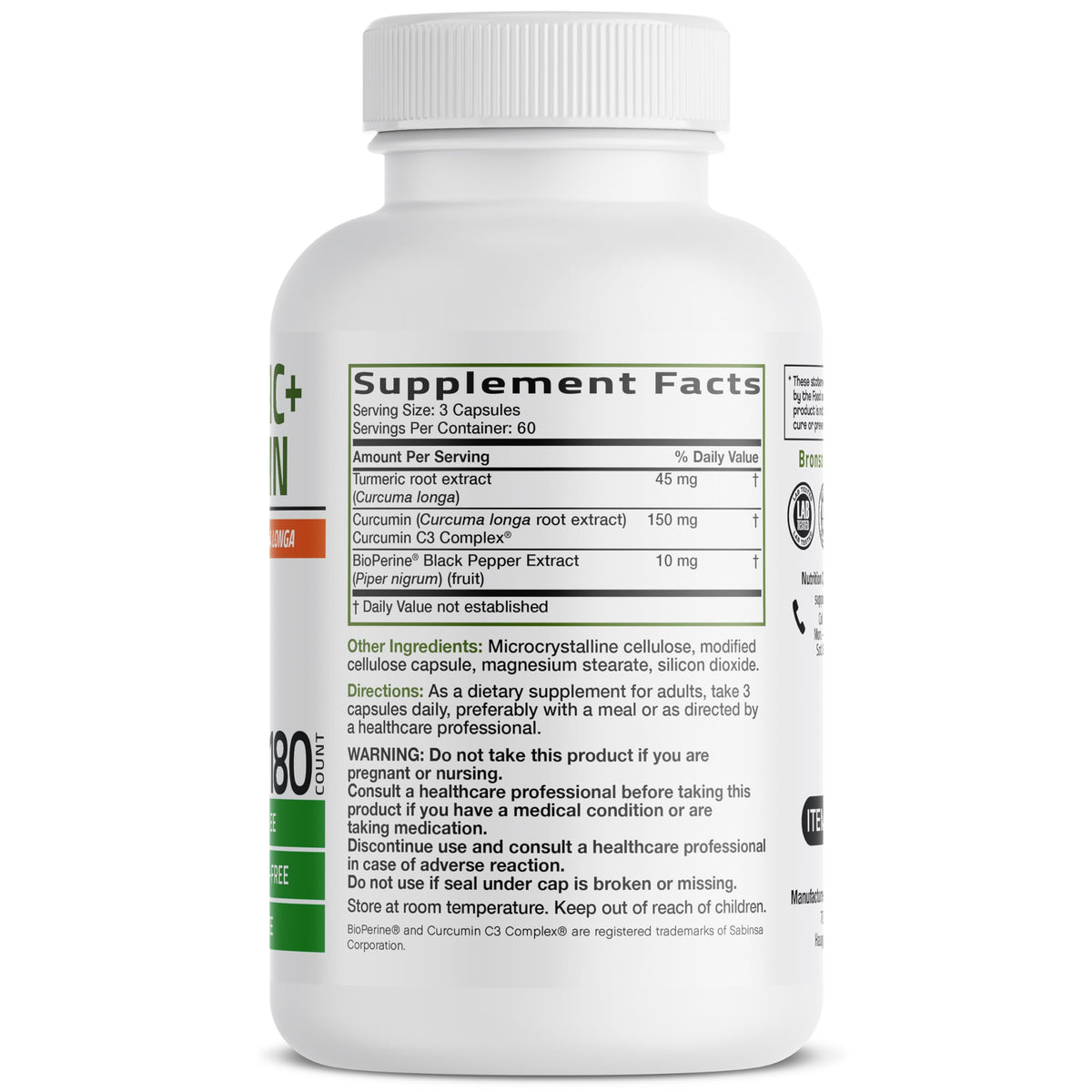 BRONSON Flavored Capsule adult Turmeric Antioxidant, 1500mg