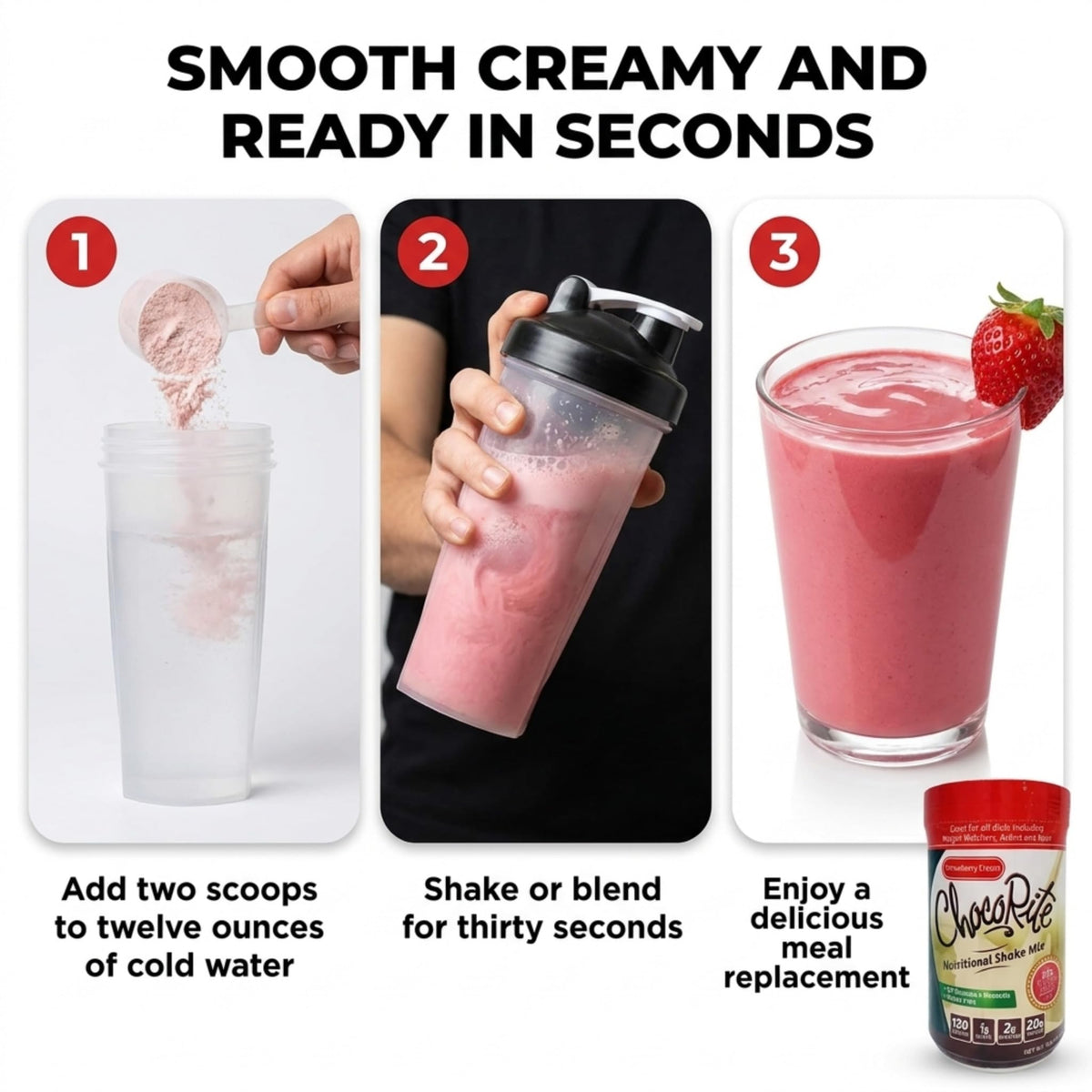ChocoRite Strawberry Cream Protein Shake Mix - 15.1 oz - image 3