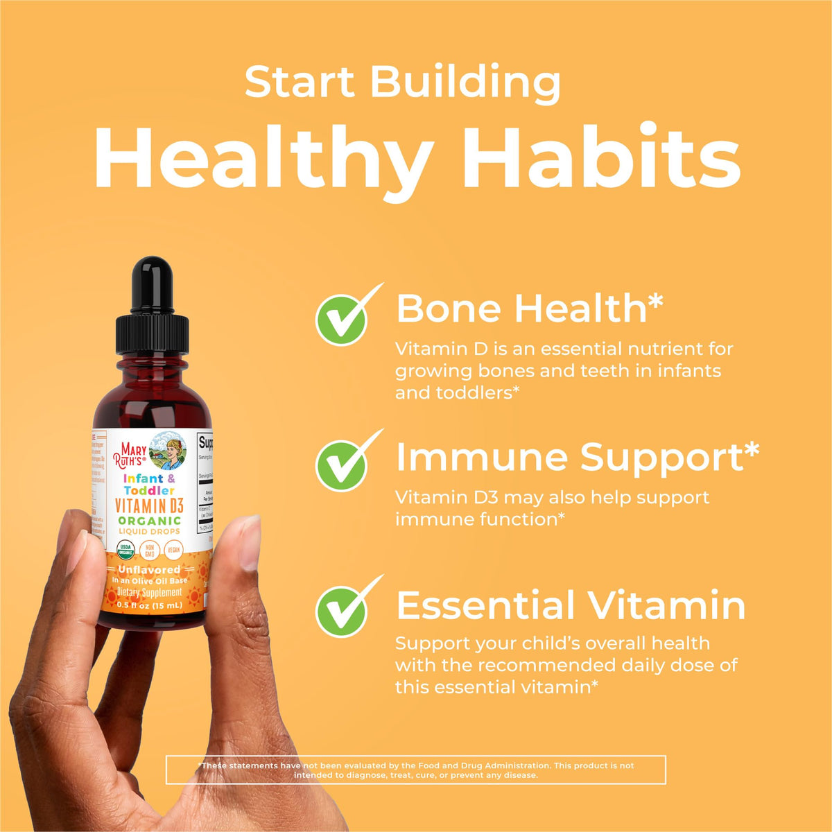 MARYRUTH'S Organic Infant & Toddler Vitamin D3 Liquid Drops - 0.5 oz - image 2