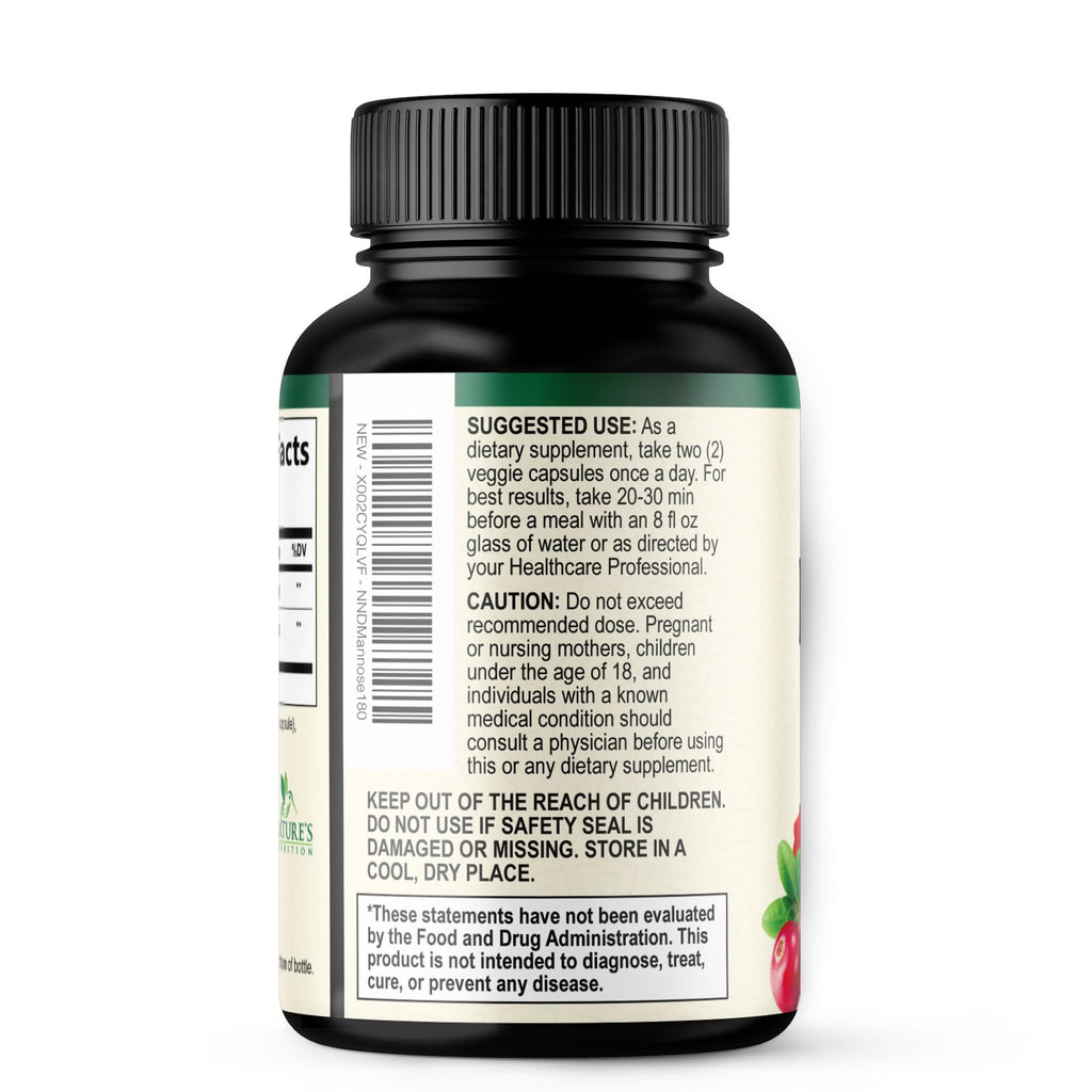 Nature's Nutrition D-Mannose 1000mg Per Serving - Cranberry