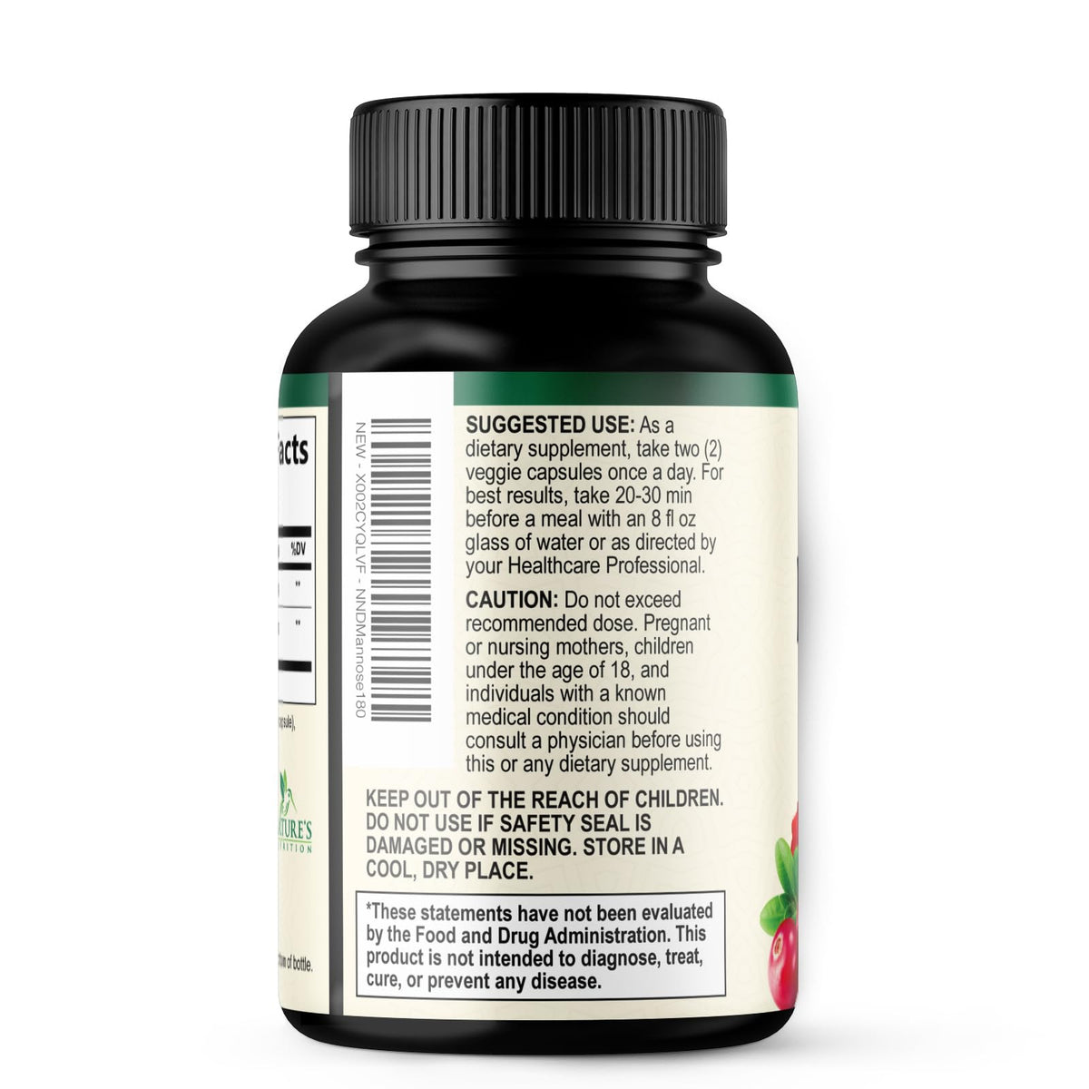 Nature's Nutrition D-Mannose 1000mg Per Serving - Cranberry