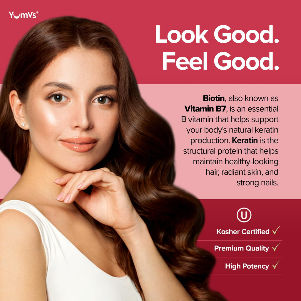 YUM-V'S Biotin Gummies 10,000 mcg for Hair, Skin & Nails - 70 Count - image 5