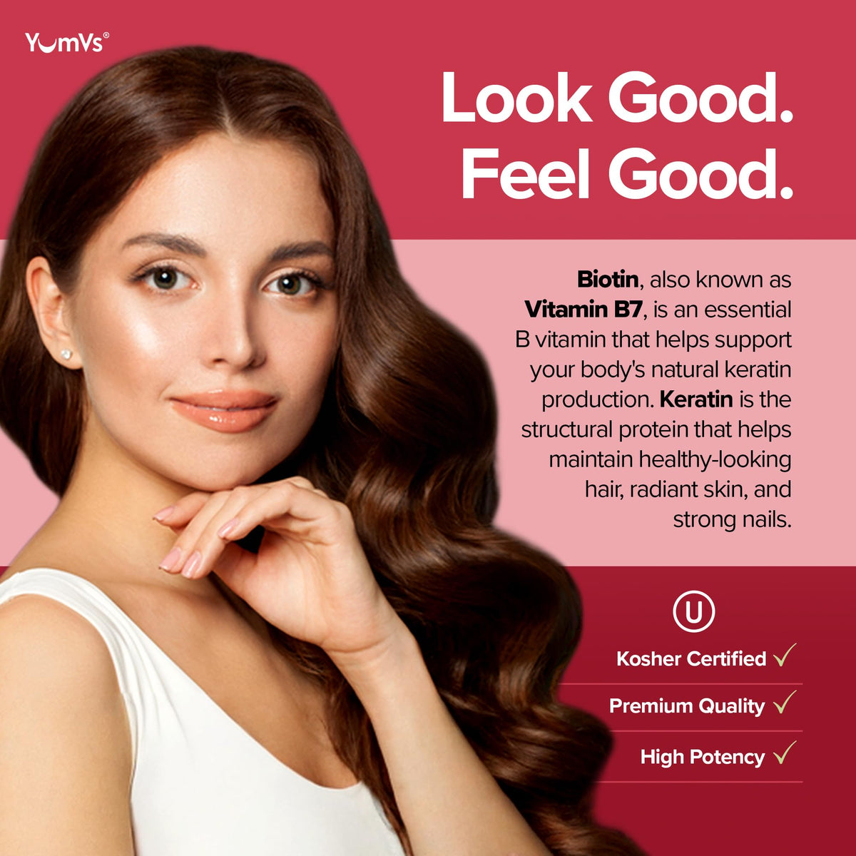 YUM-V'S Biotin Gummies 10,000 mcg for Hair, Skin & Nails - 70 Count - image 5