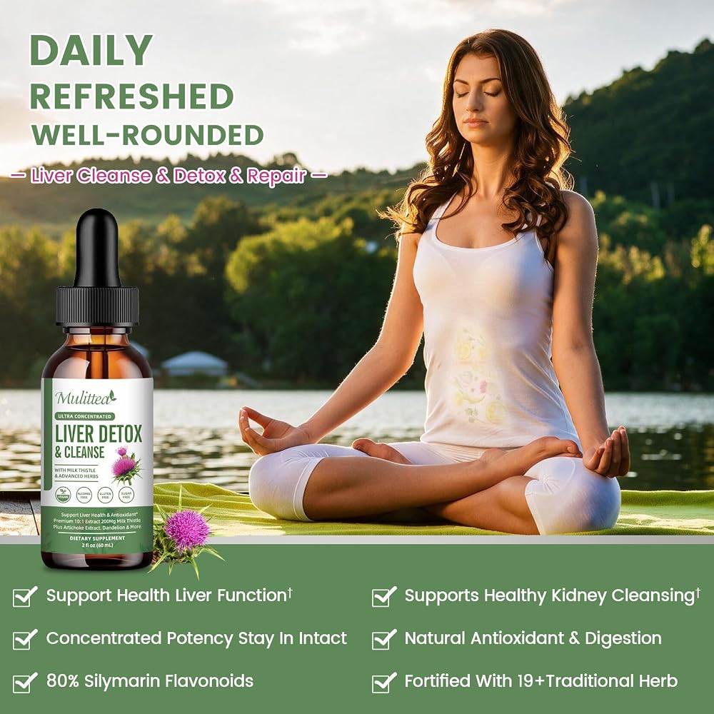 Mulittea Liver Health & Lymphatic Drainage Drops with Milk Thistle - 60ml - image 3