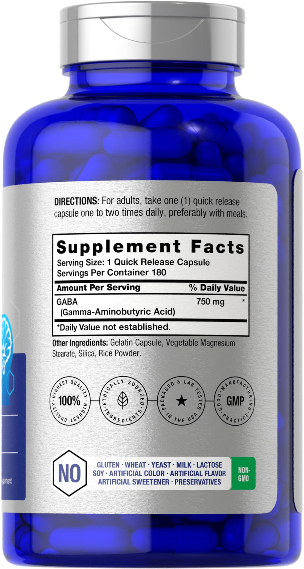 Horbäach GABA 750mg - 180 Capsules - image 2