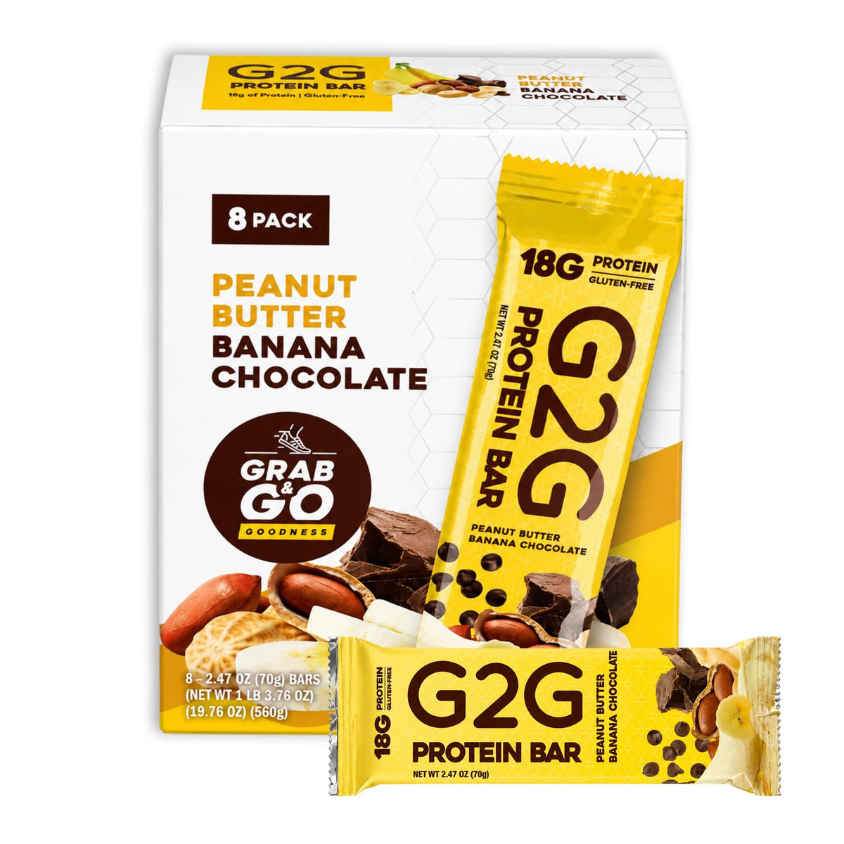 G2G Protein Bar Peanut Butter Banana Chocolate - 8 Count