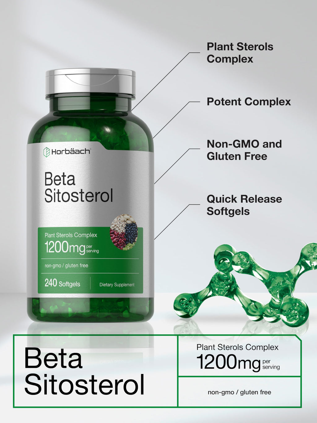 Horbäach Beta Sitosterol 1200mg - 240 Softgels - image 4