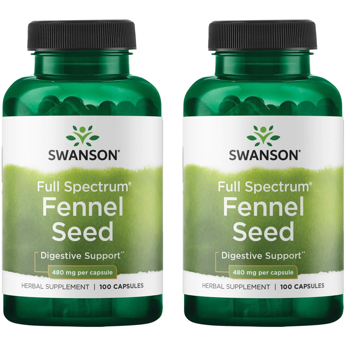 Swanson Fennel 480mg Digestive Support - 100 Capsules (2 Pack)