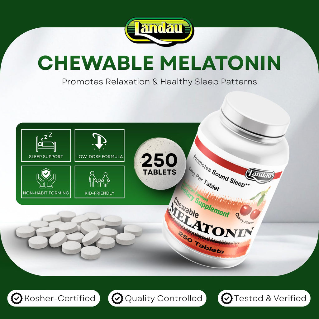 Landau Chewable Melatonin 1 mg - 250 Tablets - image 2