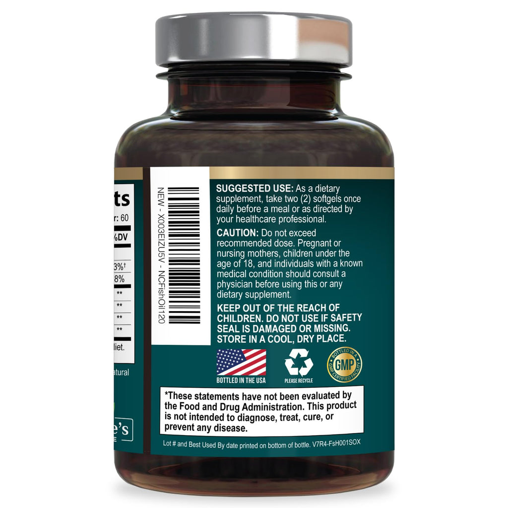 Nature's Choice Omega 3 Fish Oil Supplements - 2400mg Fish Oil Per