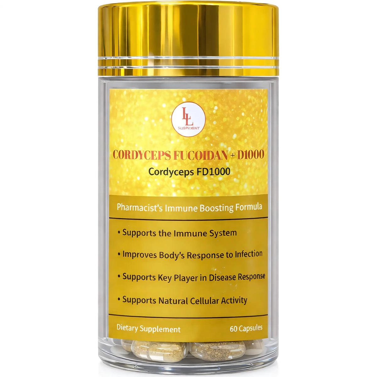 L & L Supplement Cordyceps FD1000 with Fucoidan & Vitamin D - 60 Capsules