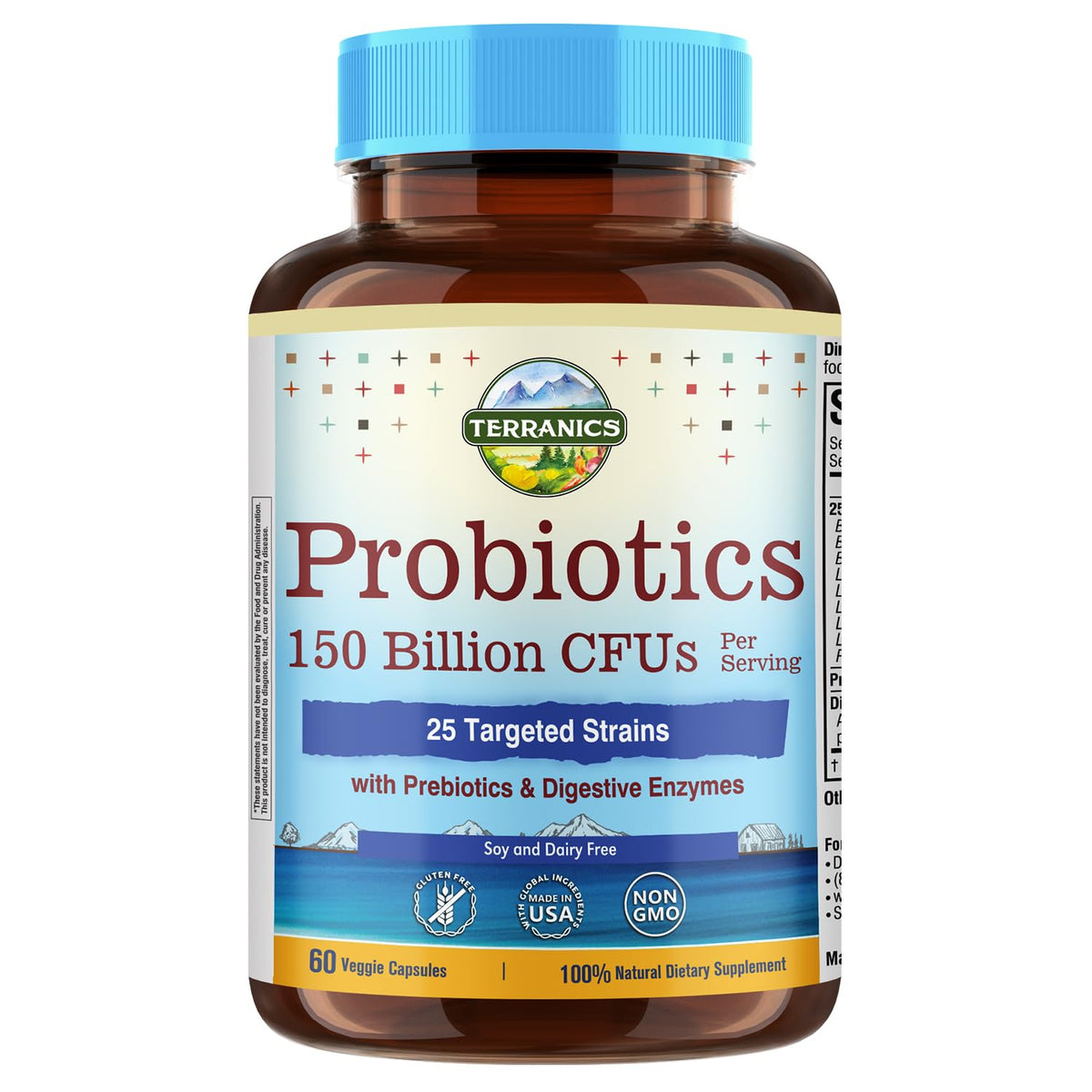 Terranics Daily Probiotics 150 Billion 25 Strains - 60 Vegetarian Capsules