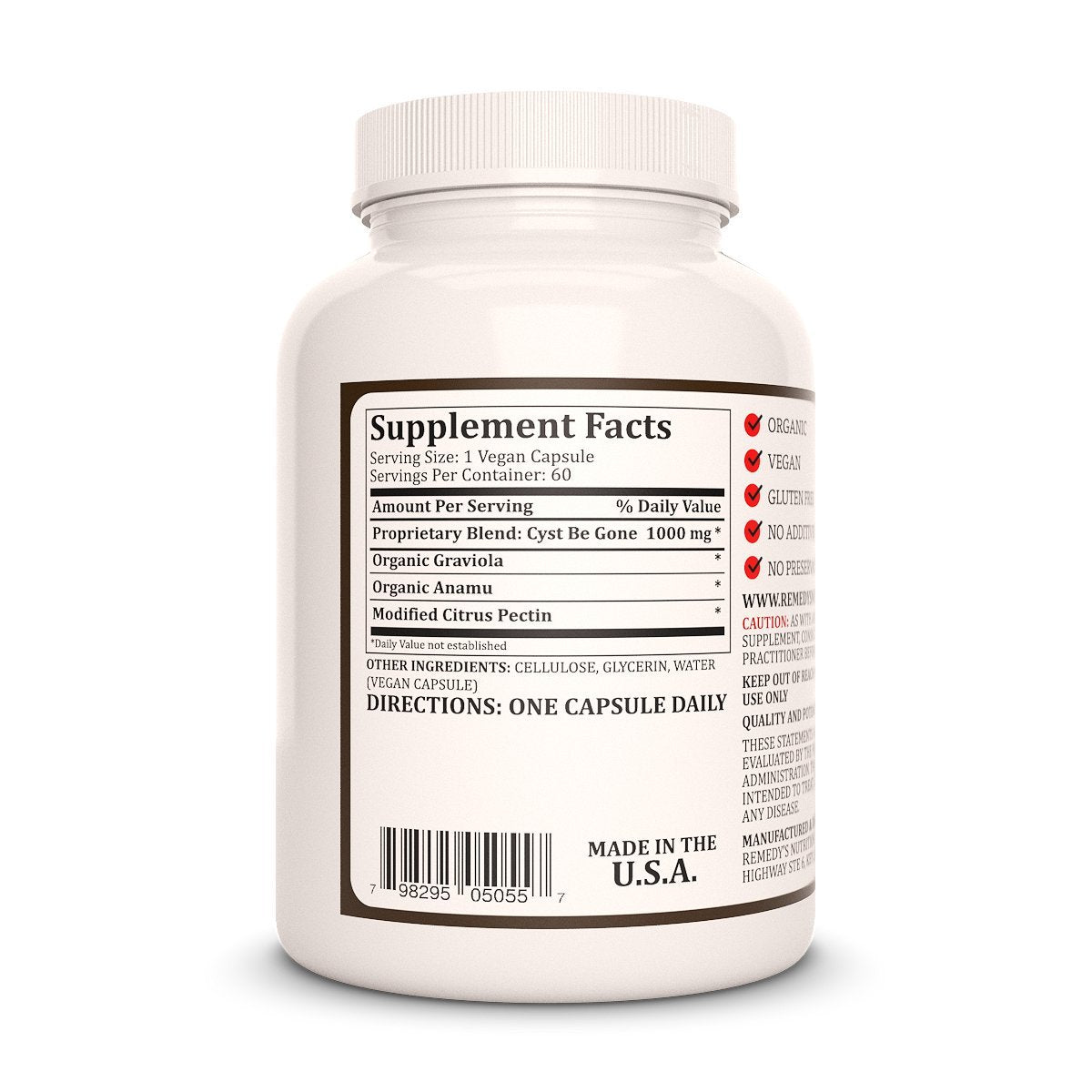 Remedy's Nutrition Cyst Be Gone Herbal Supplement - 60 Vegan Capsules - image 2