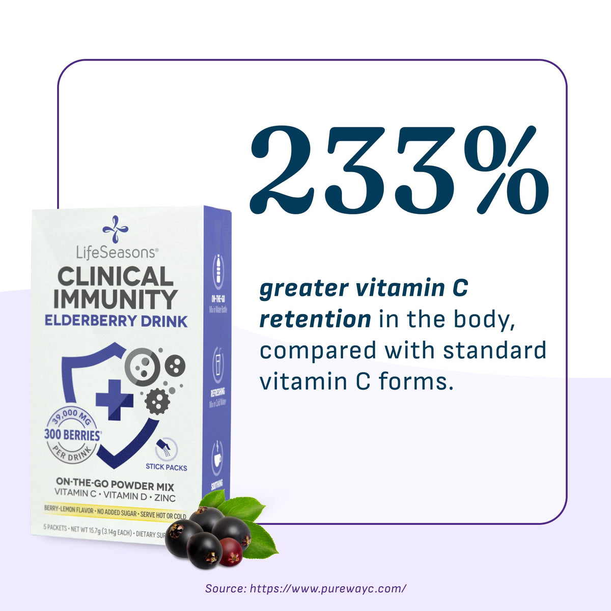 LifeSeasons Clinical Immunity Elderberry Drink Mix - 5 Pack - image 3