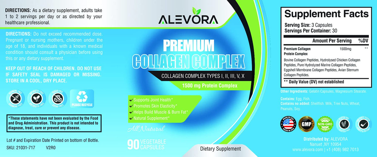 alevora Premium Collagen Complex Types I-V - 90 Vegetable Capsules - image 6