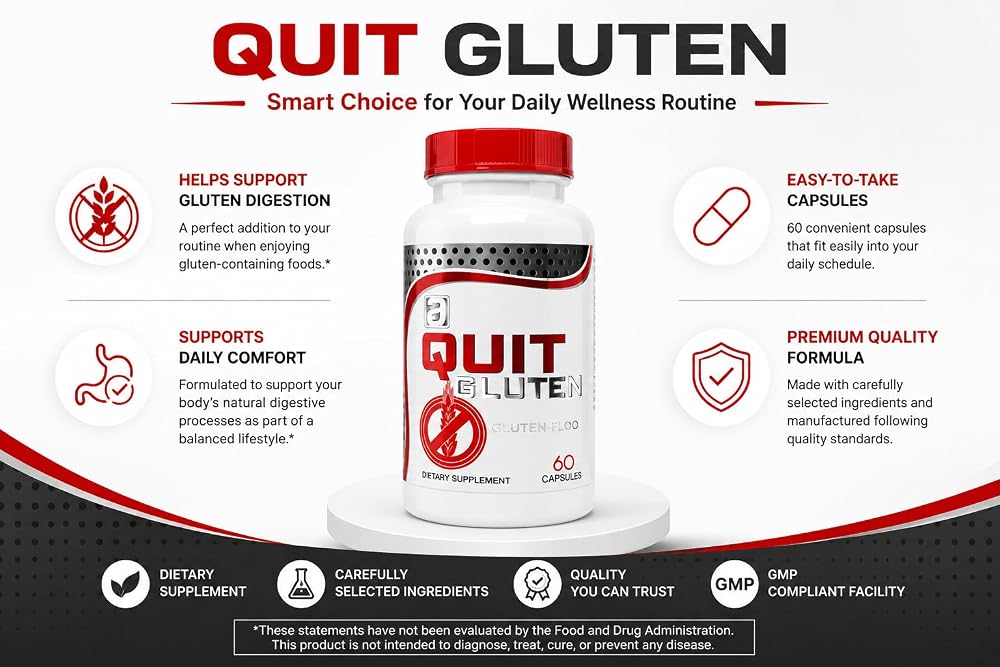 QUIT GLUTEN Digestive Supplement - 60 Capsules - image 3
