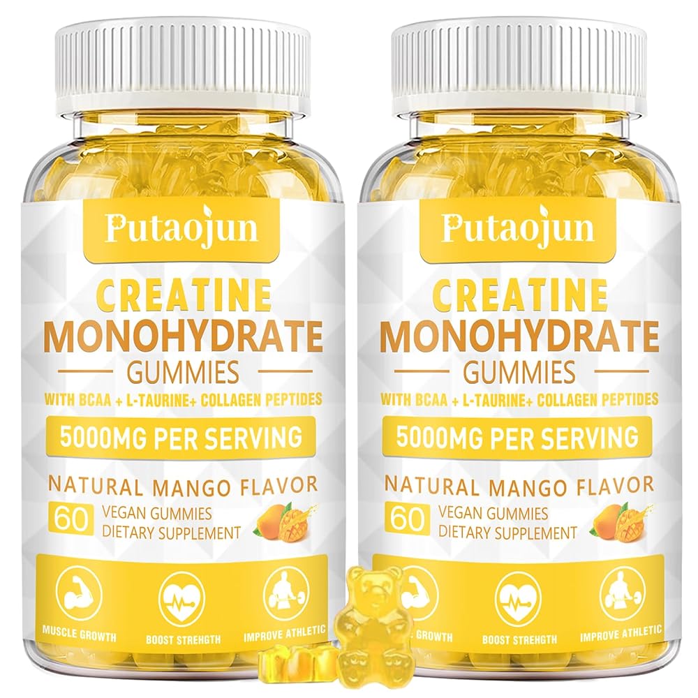Putaojun Creatine Monohydrate Gummies with D3 & B12 - 120 Count
