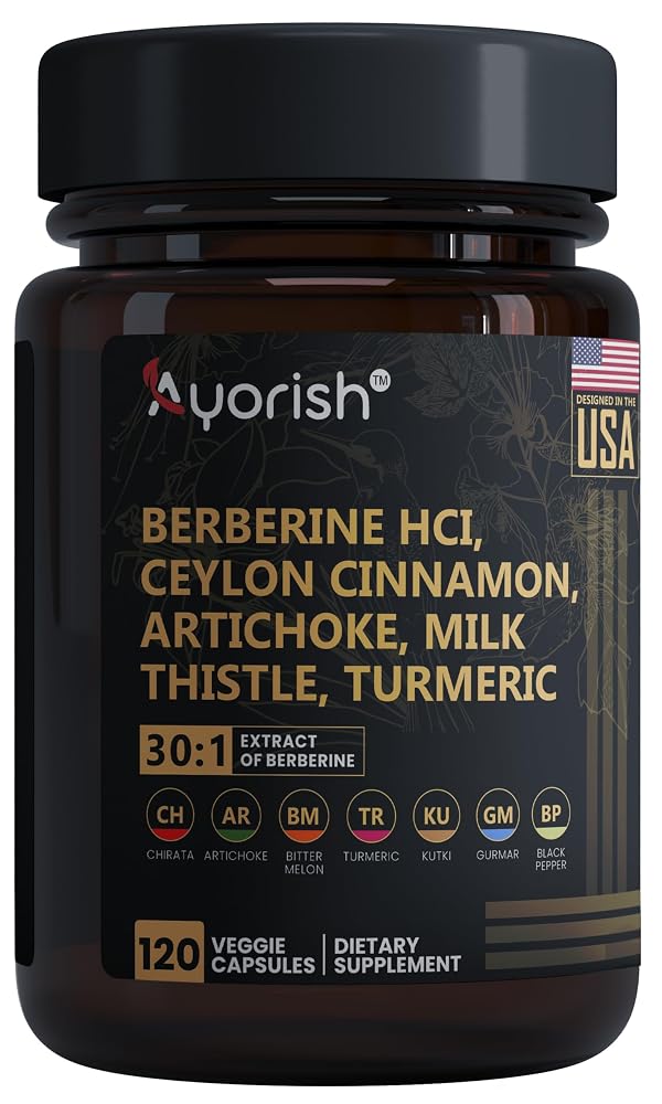 Ayorish Berberine with Ceylon Cinnamon & Turmeric - 120 Capsules