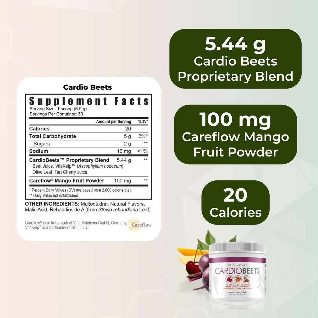 Youngevity CardioBeets Organic Beet Nitric Oxide Support Powder - 195g - image 3